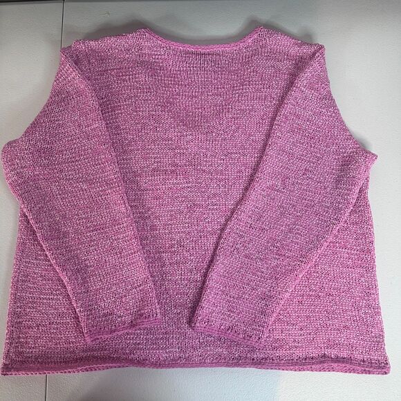 JH Collectibles Woman 1X Pink Marled Knit Button Front Cardigan Sweater - Picture 2 of 4